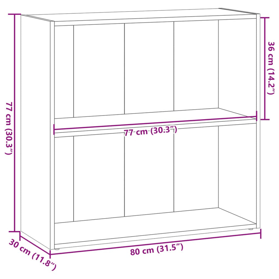 Boekenkast 80x30x77 cm bewerkt hout grijs sonoma eikenkleurig