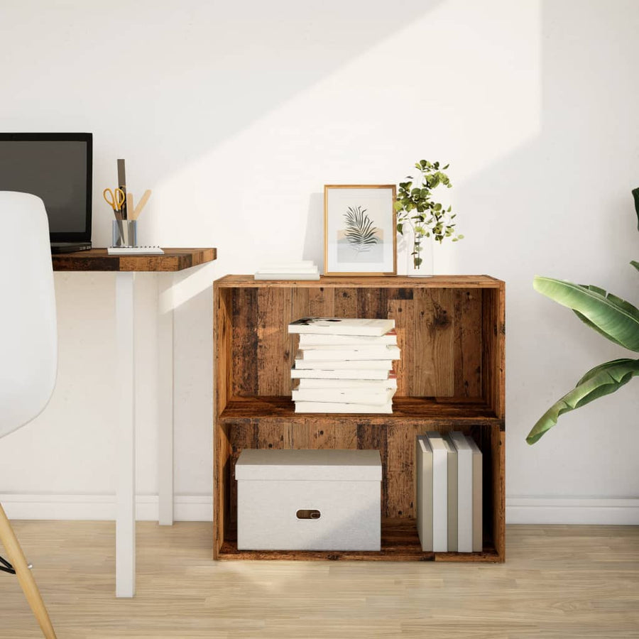 Boekenkast 80x30x77 cm bewerkt hout oud houtkleurig
