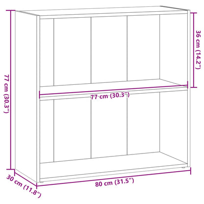 Boekenkast 80x30x77 cm bewerkt hout oud houtkleurig