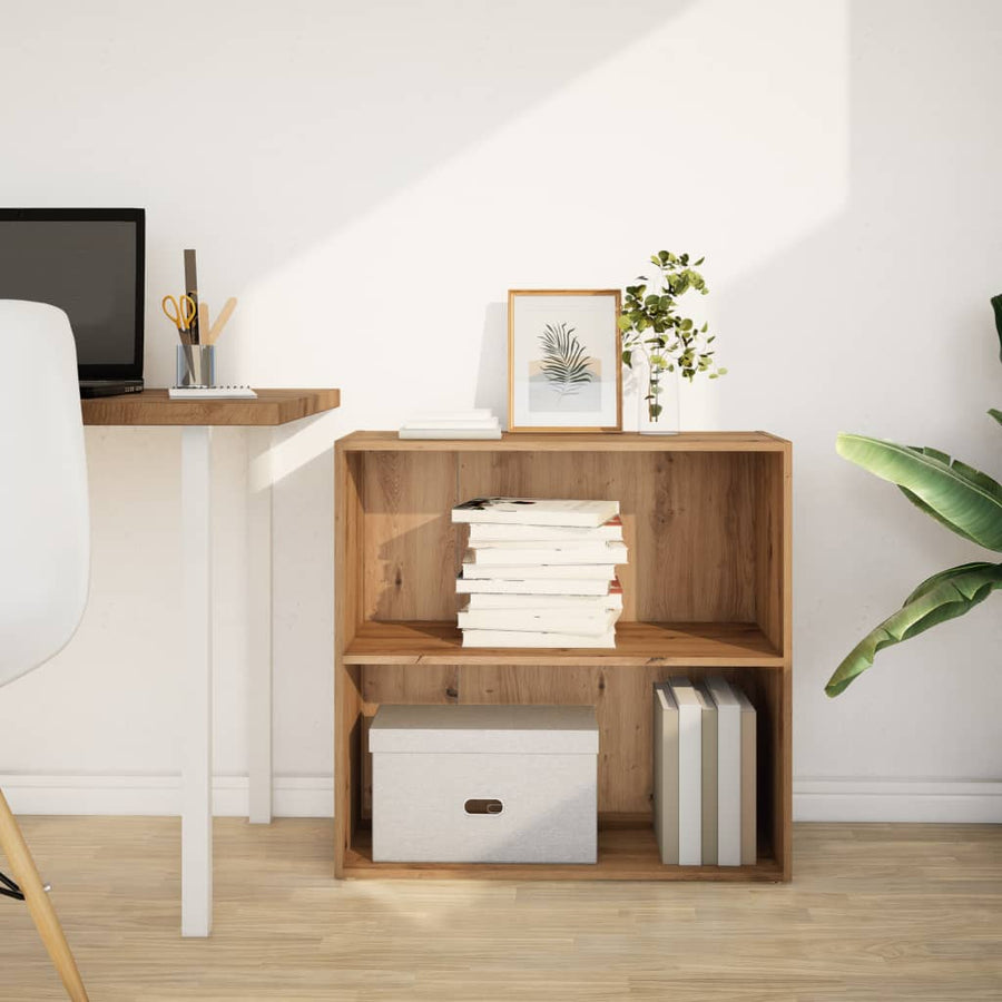 Boekenkast 80x30x77 cm bewerkt hout artisanaal eikenkleurig