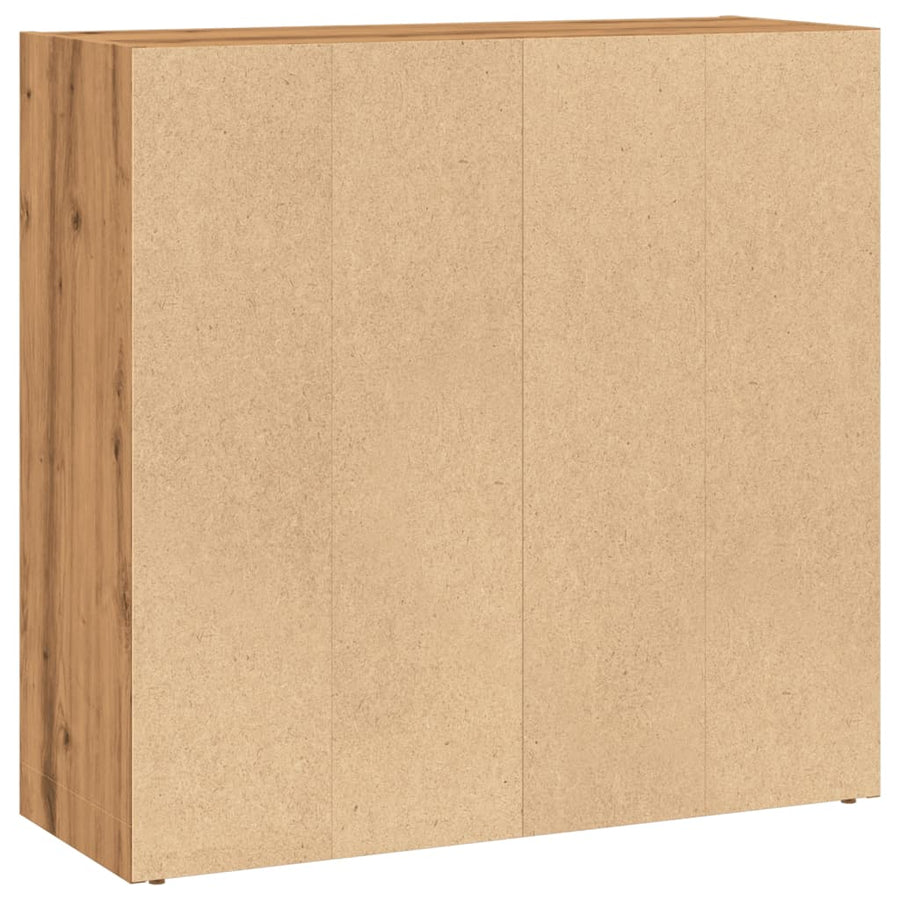 Boekenkast 80x30x77 cm bewerkt hout artisanaal eikenkleurig