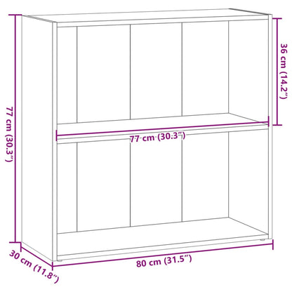 Boekenkast 80x30x77 cm bewerkt hout artisanaal eikenkleurig