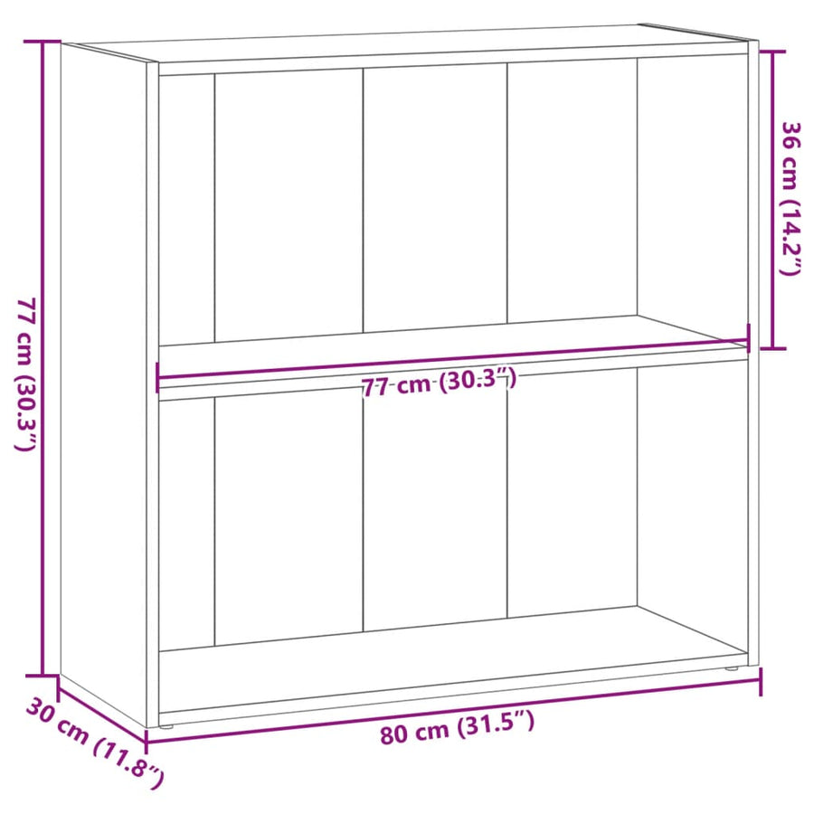 Boekenkast 80x30x77 cm bewerkt hout artisanaal eikenkleurig