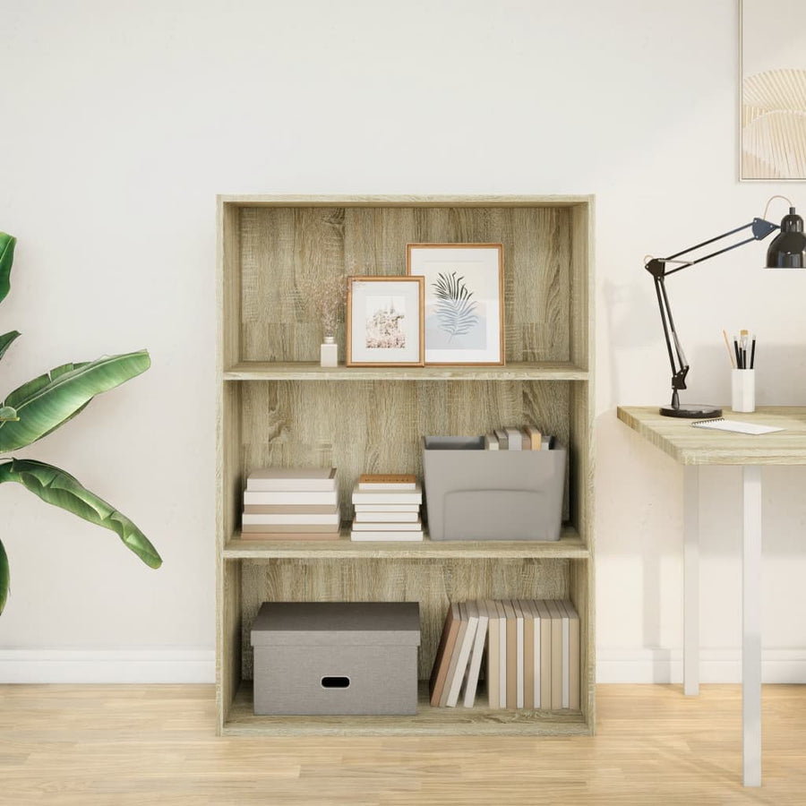 Boekenkast 80x30x114 cm bewerkt hout sonoma eikenkleurig