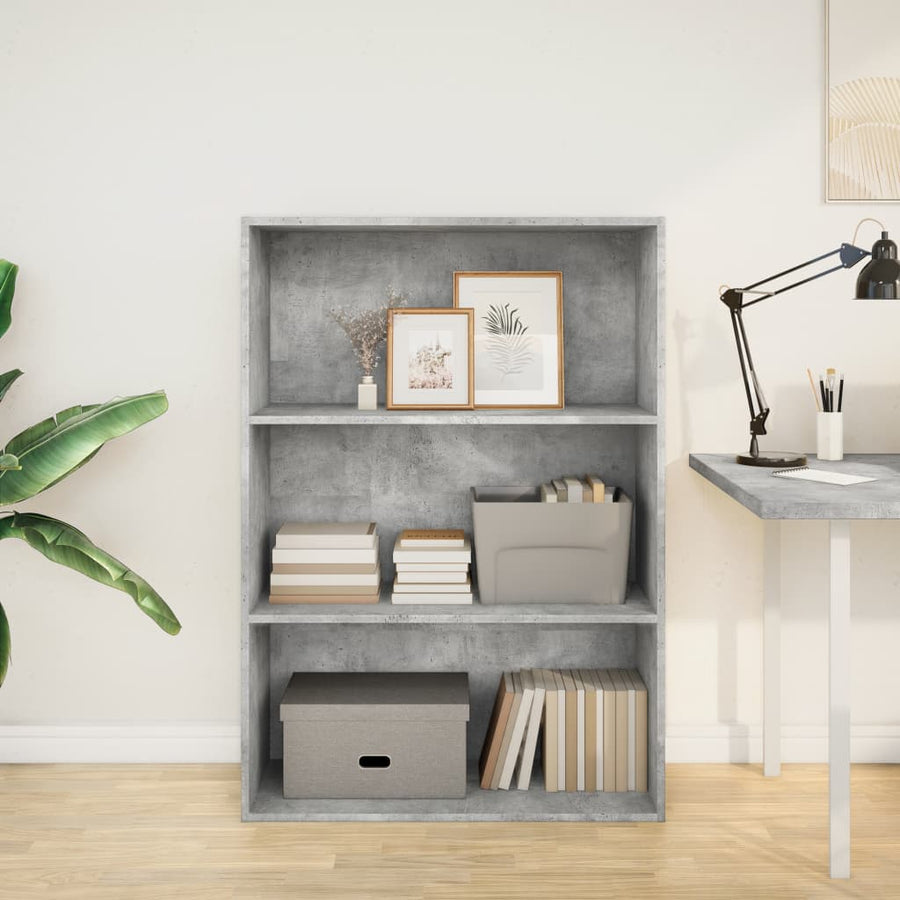 Boekenkast 80x30x114 cm bewerkt hout betongrijs