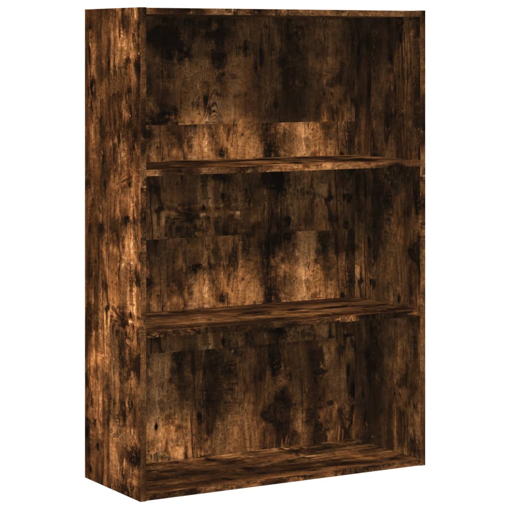 Boekenkast 80x30x114 cm bewerkt hout gerookt eikenkleurig