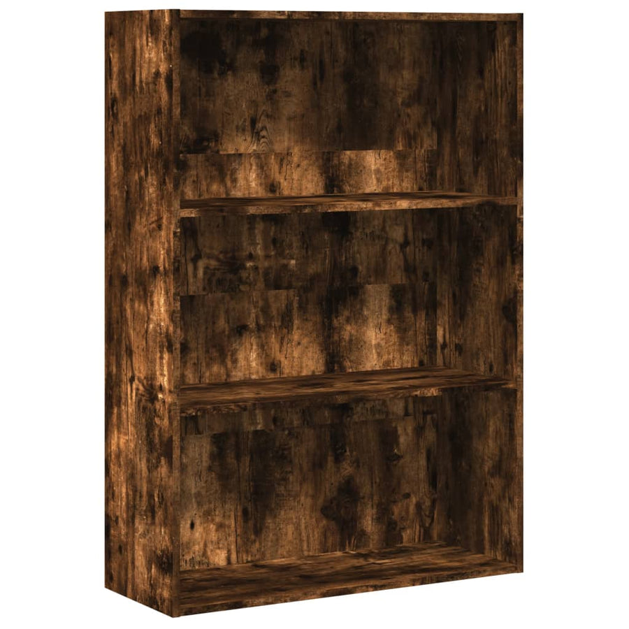 Boekenkast 80x30x114 cm bewerkt hout gerookt eikenkleurig