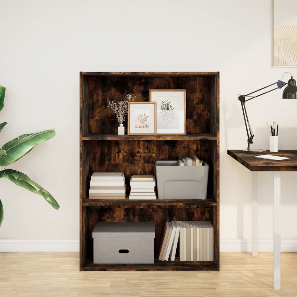 Boekenkast 80x30x114 cm bewerkt hout gerookt eikenkleurig