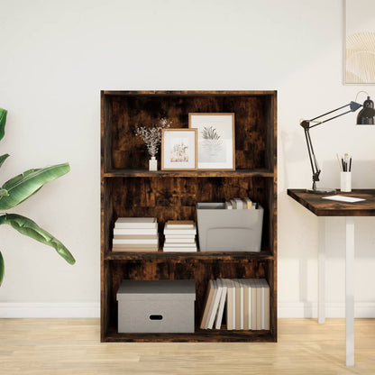 Boekenkast 80x30x114 cm bewerkt hout gerookt eikenkleurig