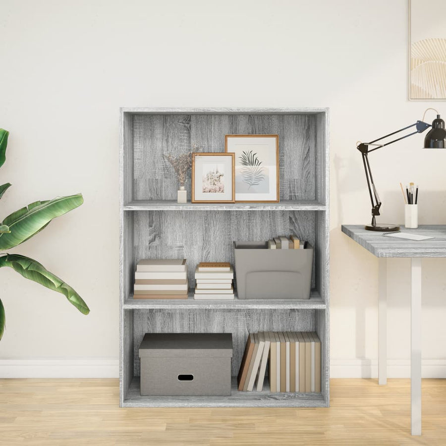 Boekenkast 80x30x114 cm bewerkt hout grijs sonoma eikenkleurig
