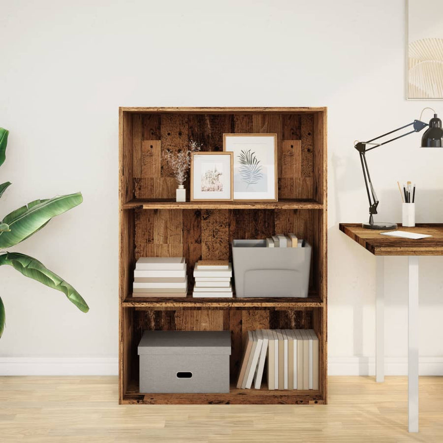 Boekenkast 80x30x114 cm bewerkt hout oud houtkleurig