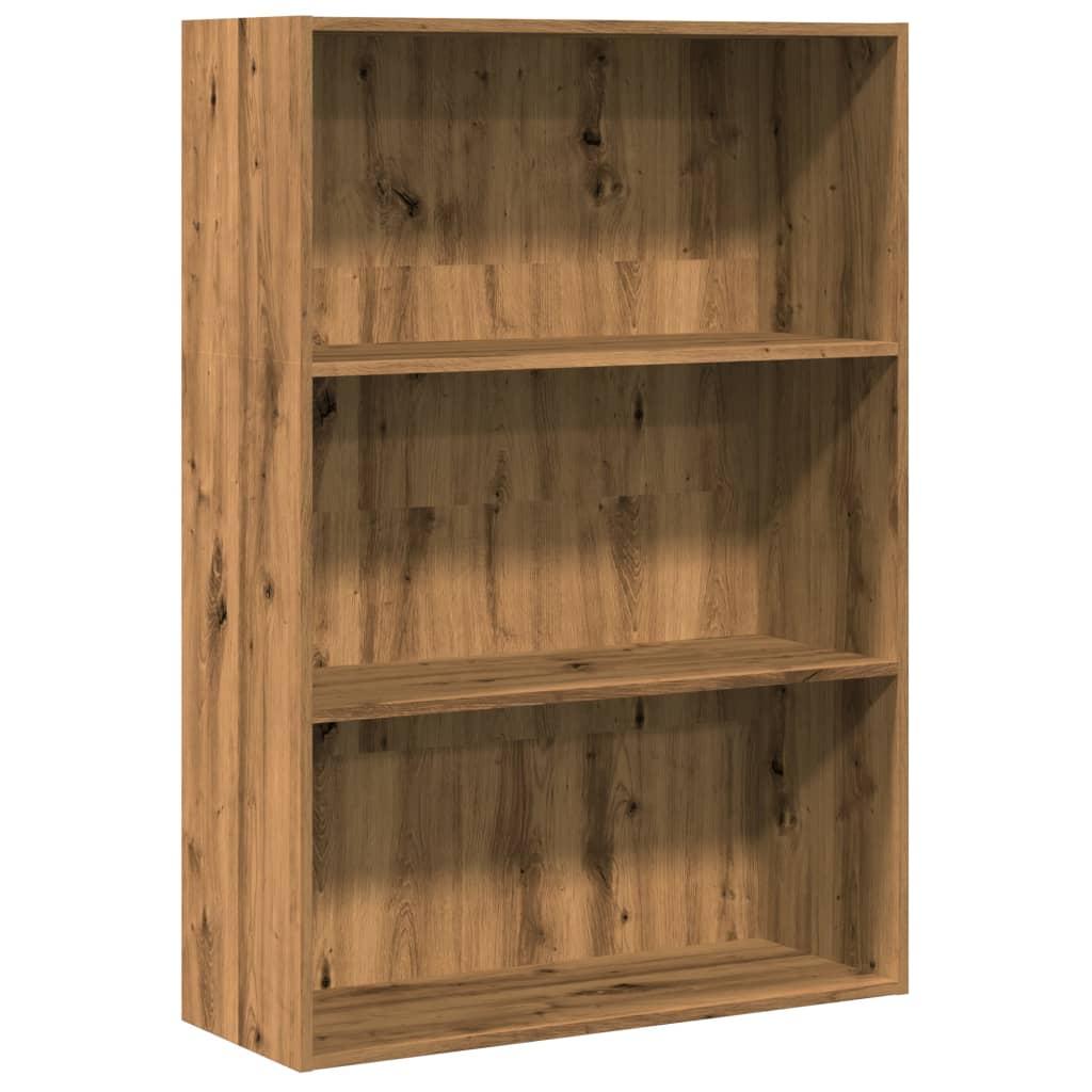 Boekenkast 80x30x114 cm bewerkt hout artisanaal eikenkleurig