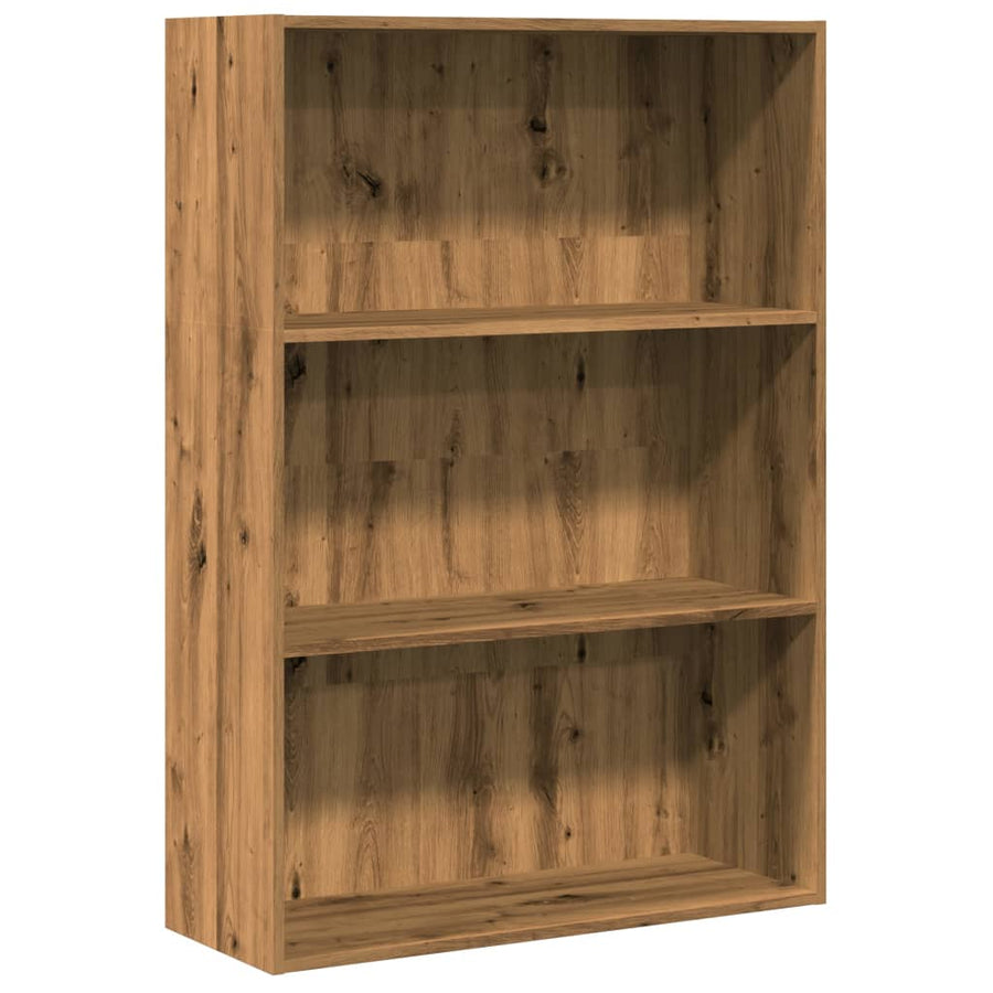 Boekenkast 80x30x114 cm bewerkt hout artisanaal eikenkleurig