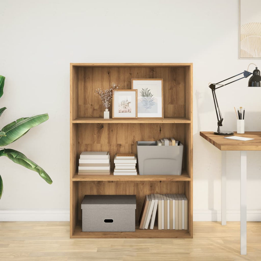 Boekenkast 80x30x114 cm bewerkt hout artisanaal eikenkleurig