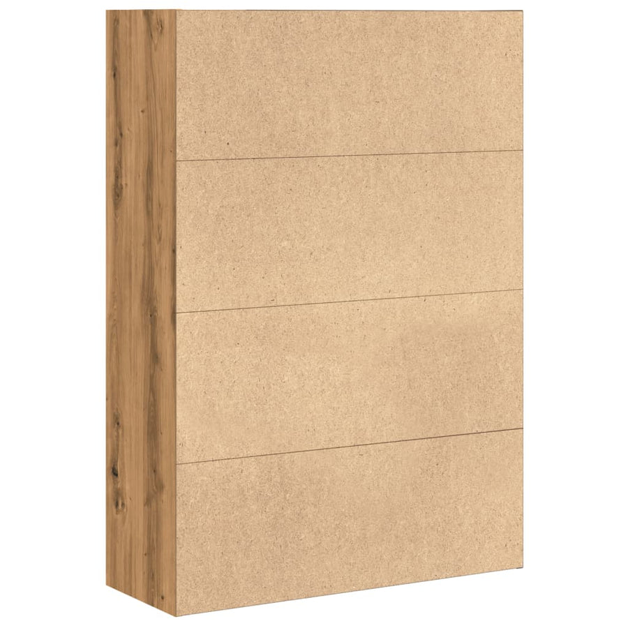 Boekenkast 80x30x114 cm bewerkt hout artisanaal eikenkleurig