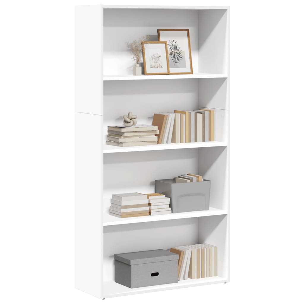 Boekenkast 80x30x152 cm bewerkt hout wit