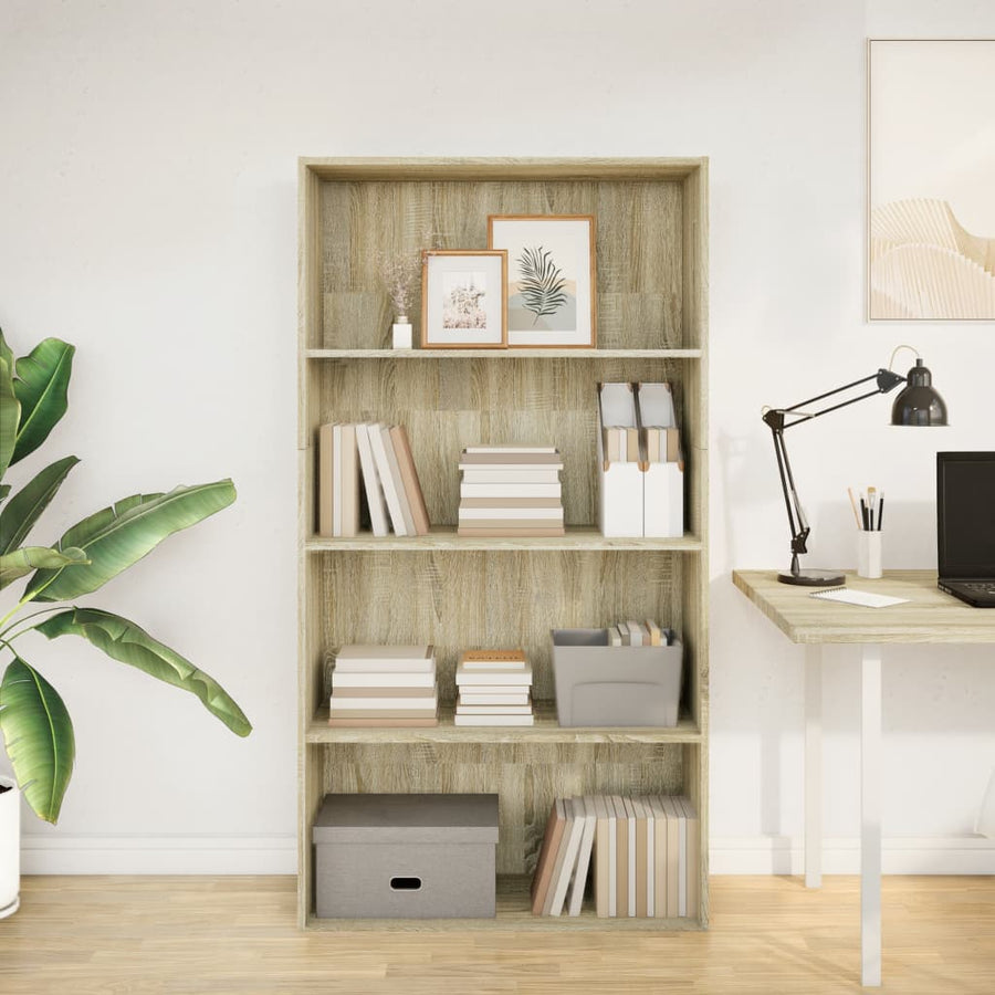 Boekenkast 80x30x152 cm bewerkt hout sonoma eikenkleurig