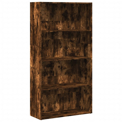 Boekenkast 80x30x152 cm bewerkt hout gerookt eikenkleurig