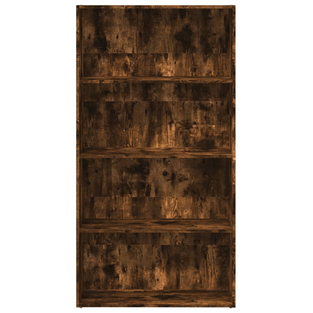 Boekenkast 80x30x152 cm bewerkt hout gerookt eikenkleurig