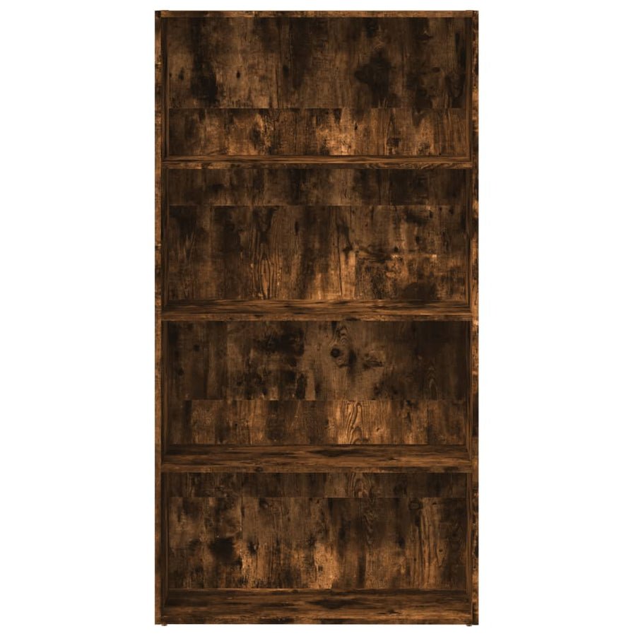 Boekenkast 80x30x152 cm bewerkt hout gerookt eikenkleurig