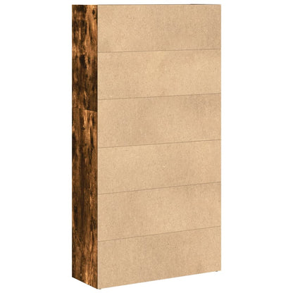 Boekenkast 80x30x152 cm bewerkt hout gerookt eikenkleurig