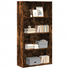 Boekenkast 80x30x152 cm bewerkt hout gerookt eiken