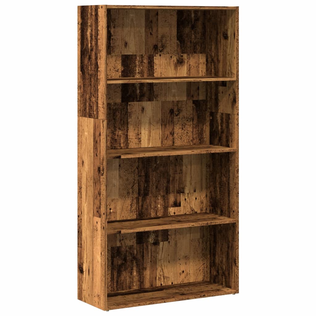 Boekenkast 80x30x152 cm bewerkt hout oud houtkleurig