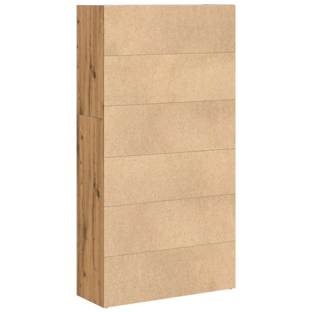 Boekenkast 80x30x152 cm bewerkt hout artisanaal eikenkleurig