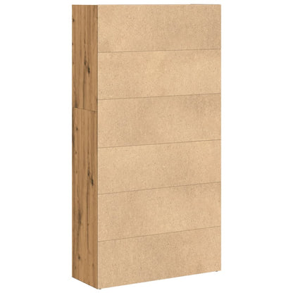 Boekenkast 80x30x152 cm bewerkt hout artisanaal eikenkleurig