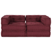 Modulaire bank 2 delen bordeaux 140x70x56 cm stof