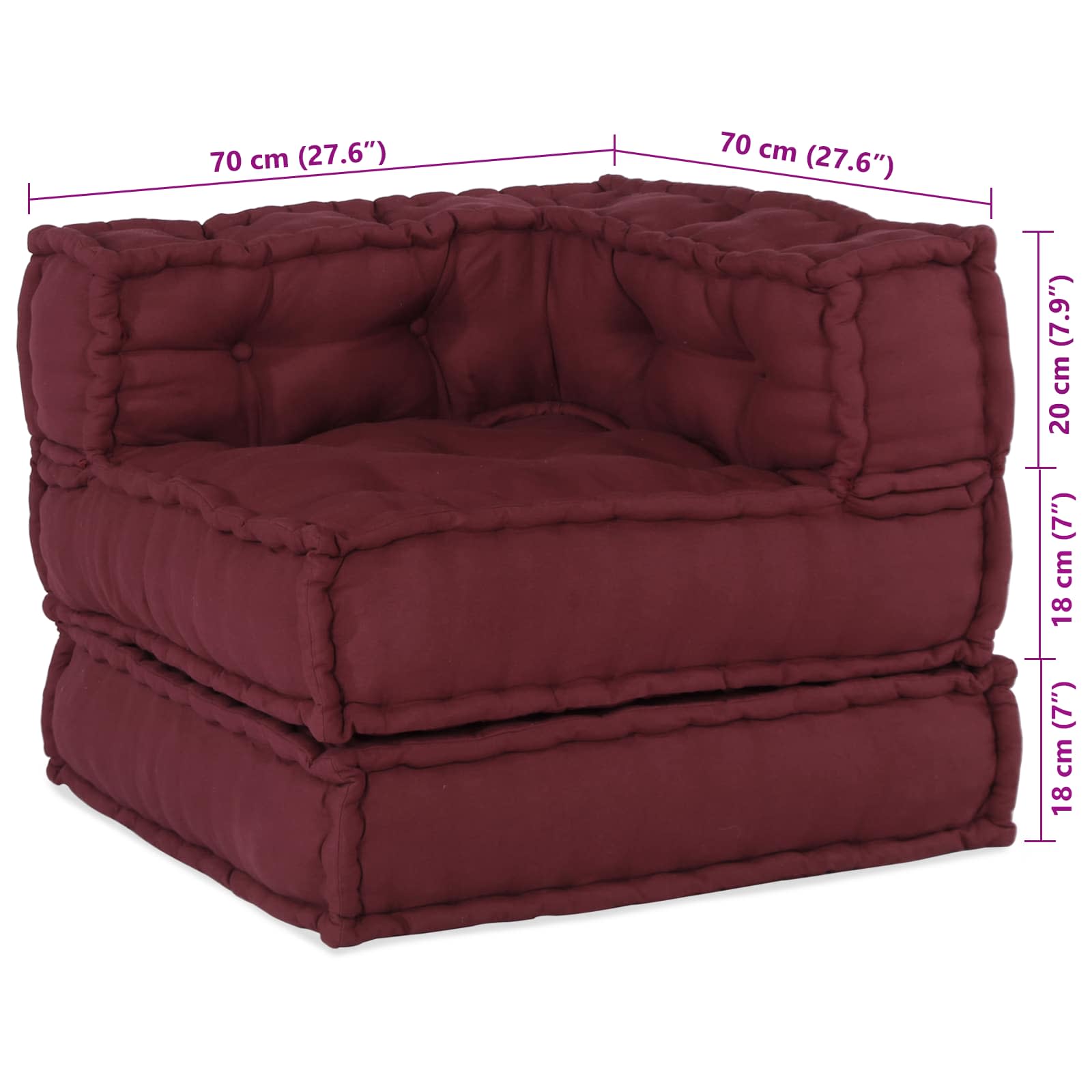 Modulair bank 2 pcs Bordeaux 140 x 70 x 56 cm Stof