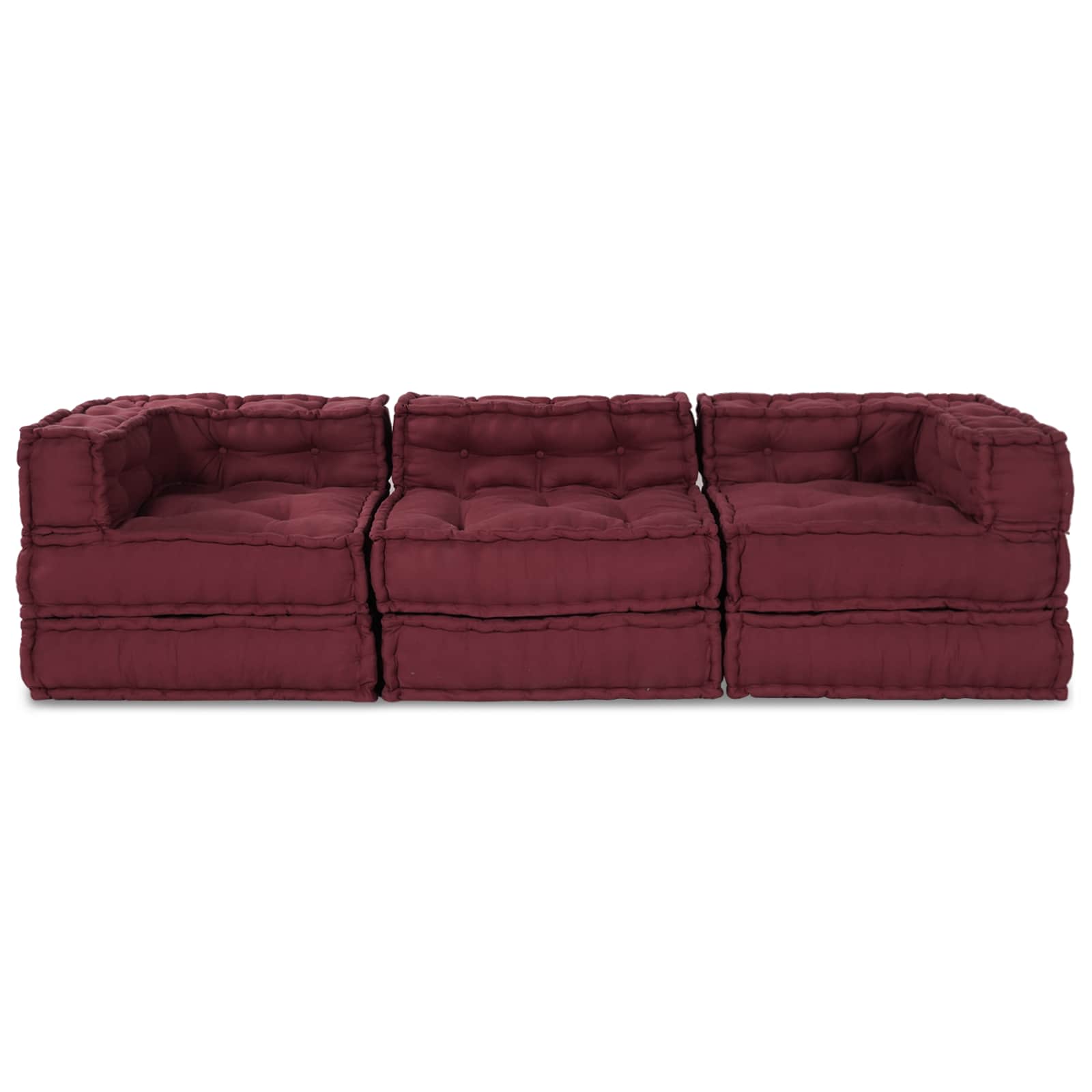 Modulair bank 3 pcs Bordeaux Stof