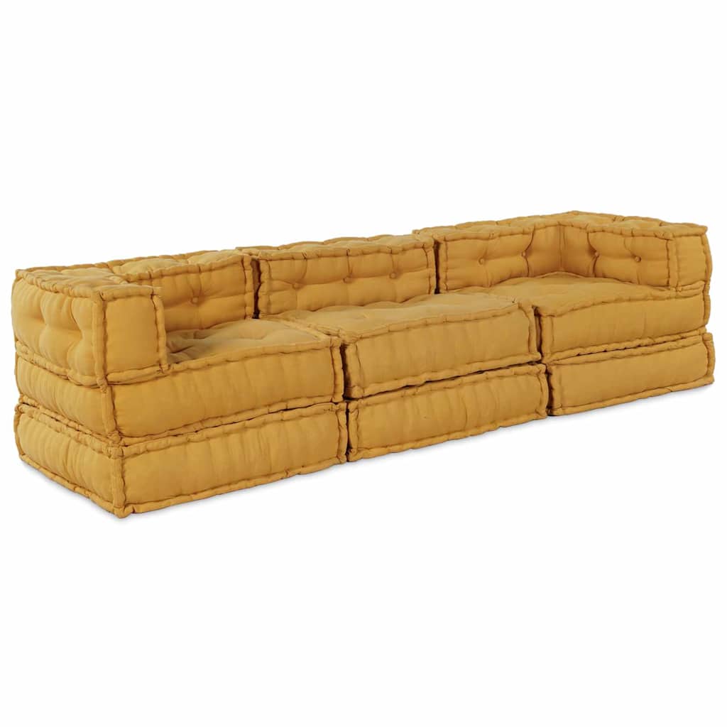 Modulair Bank 3 Pcs Stof Geel