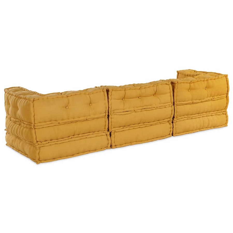 Modulair Bank 3 Pcs Stof Geel