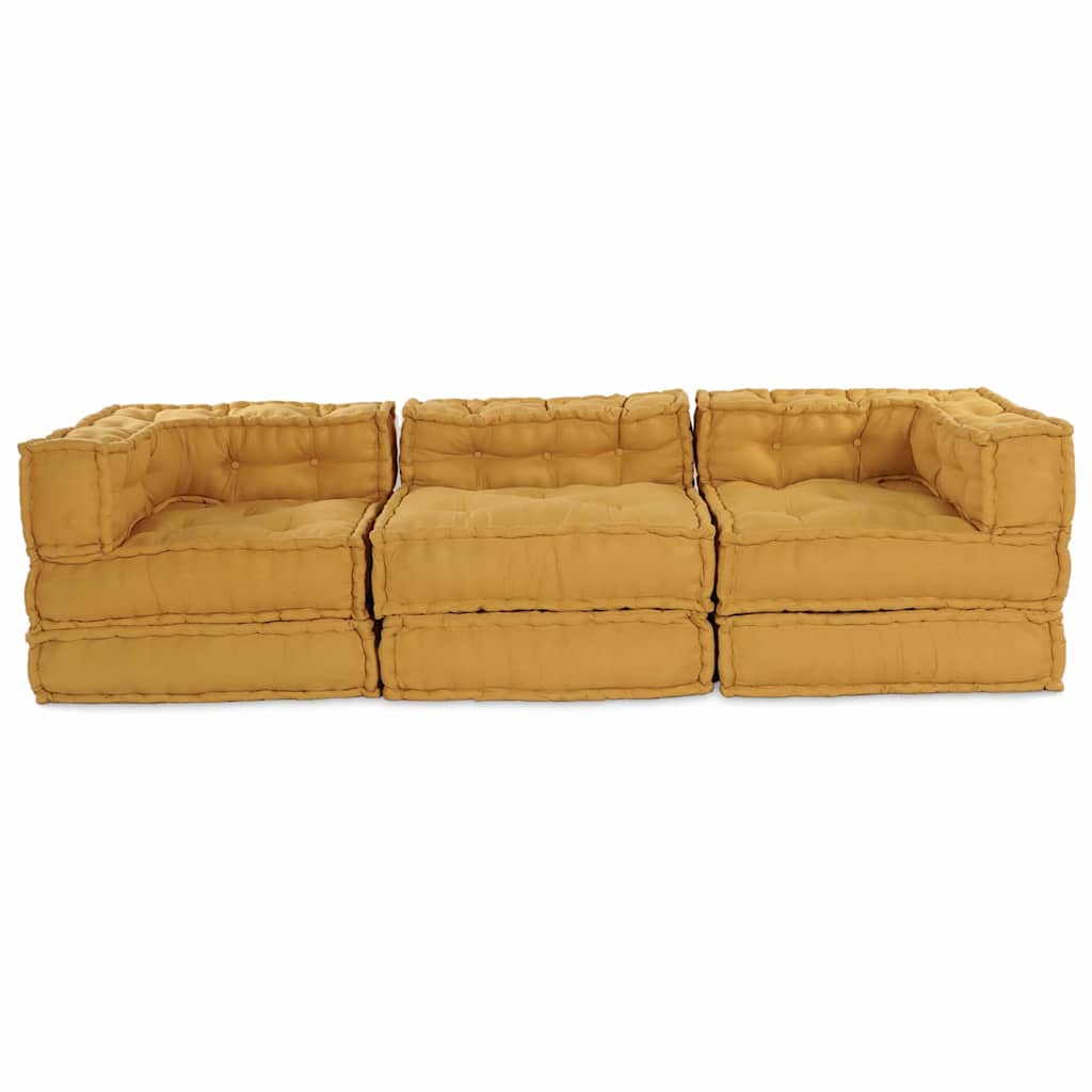Modulair Bank 3 Pcs Stof Geel