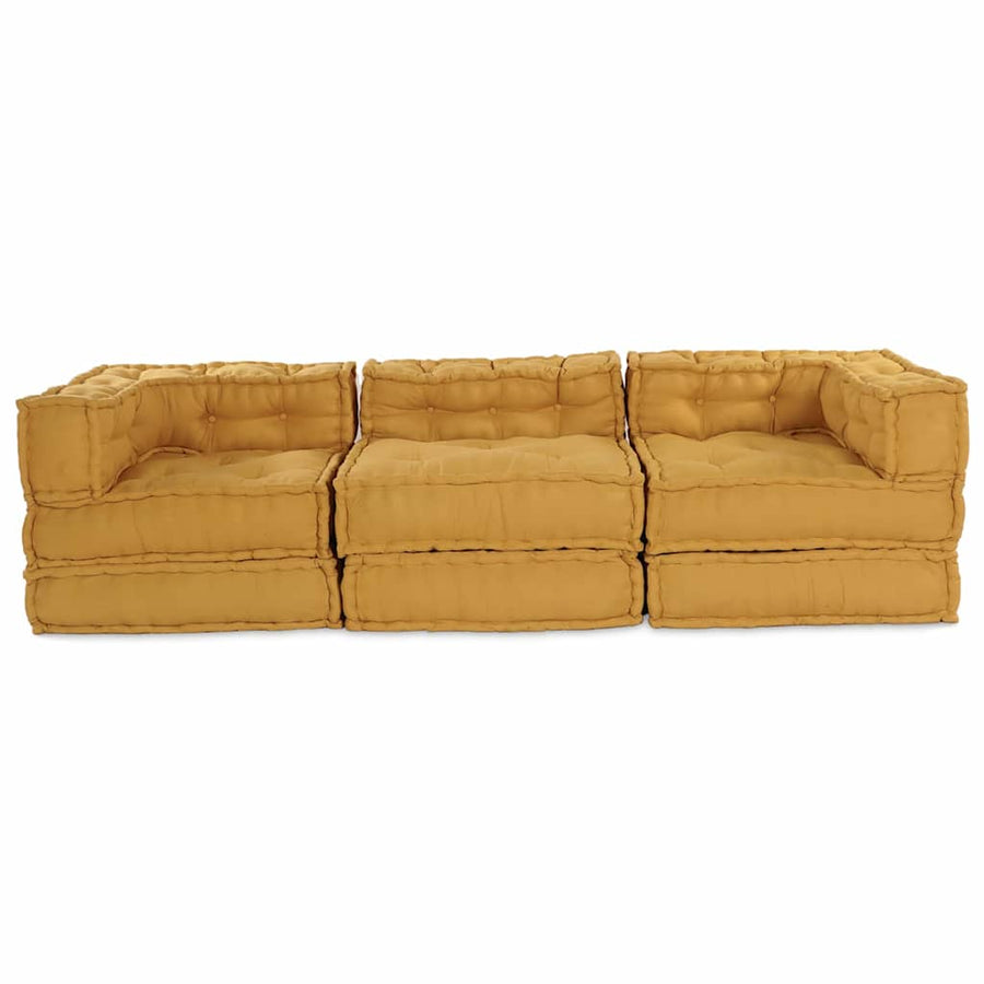 Modulair Bank 3 Pcs Stof Geel