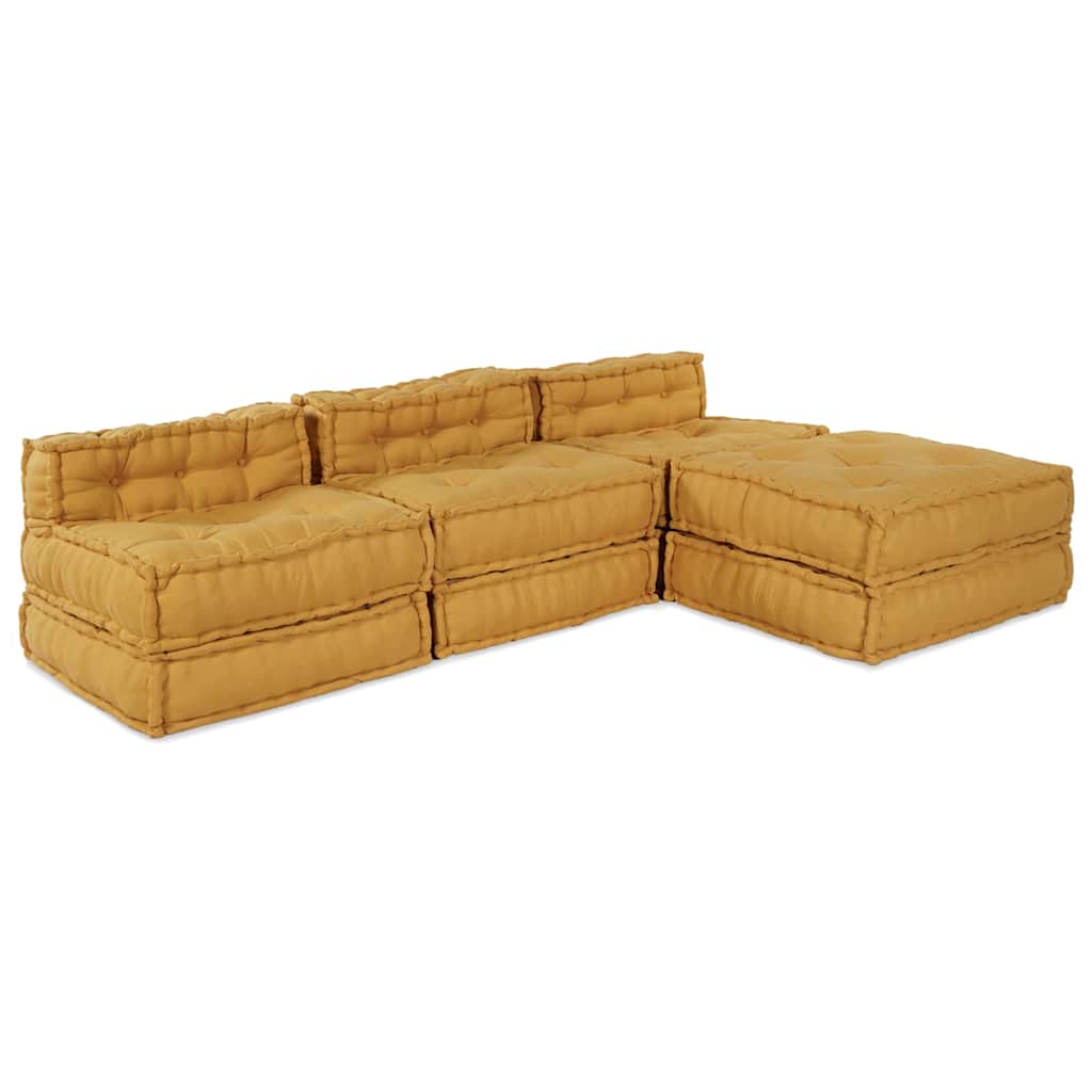 Modulair Bank 4 Pcs Stof Geel