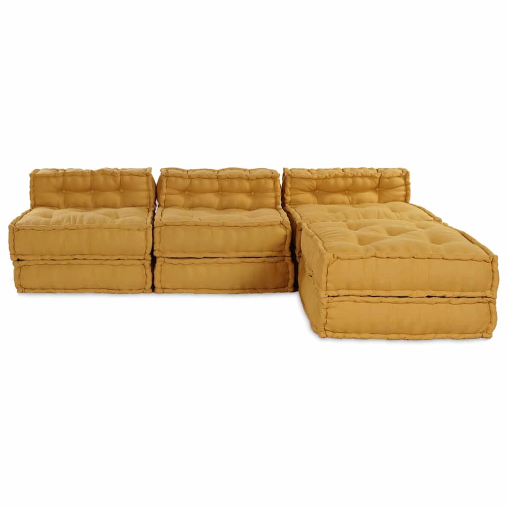 Modulair Bank 4 Pcs Stof Geel