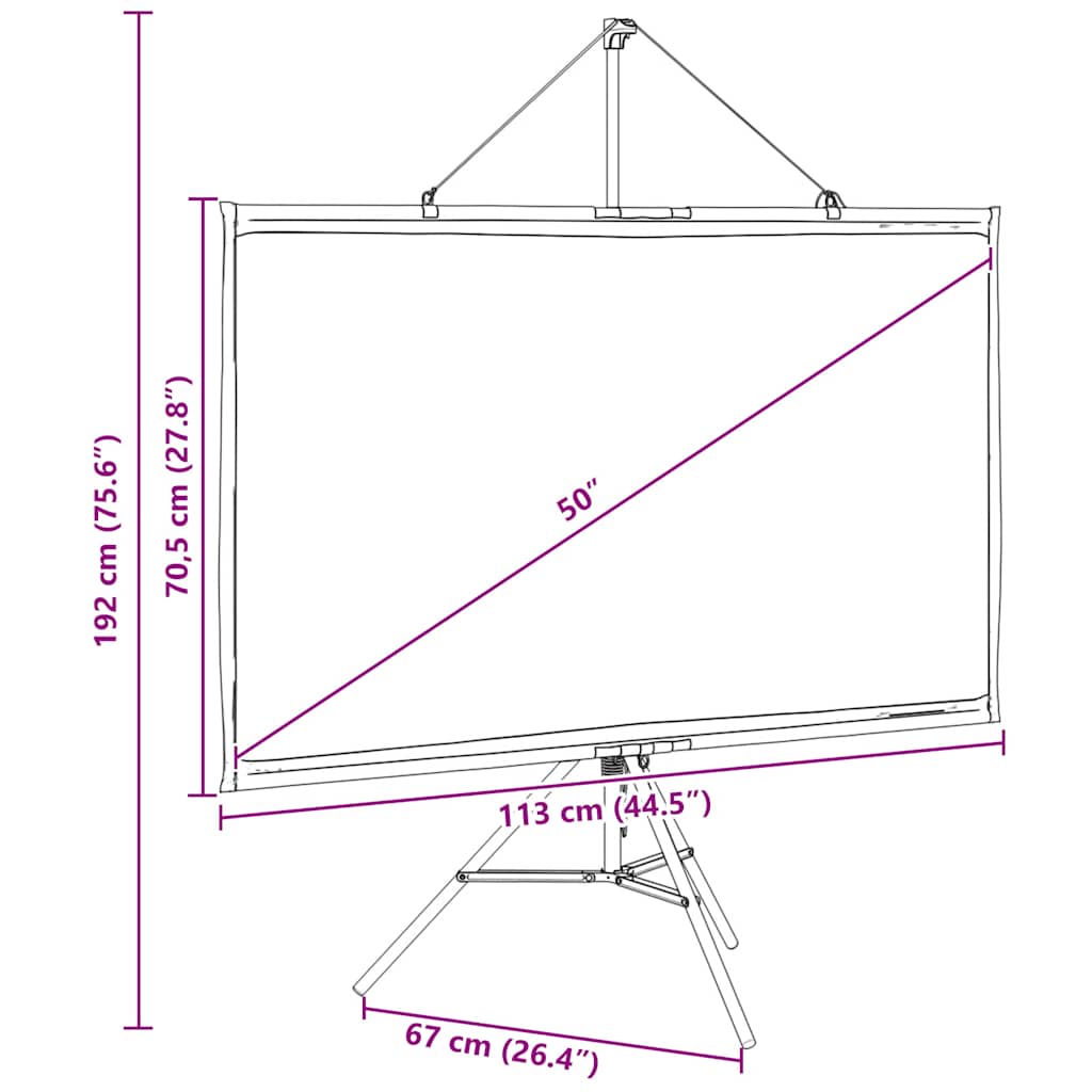 Projectiescherm met statief 50 inch 16:9
