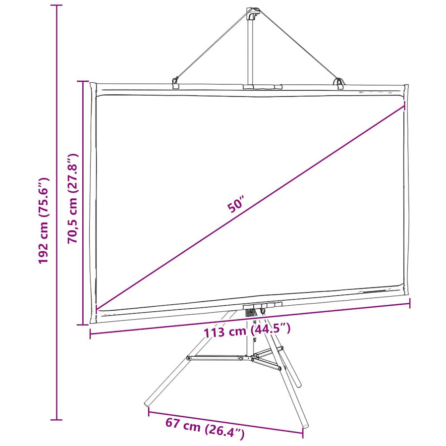 Projectiescherm met statief 50 inch 16:9