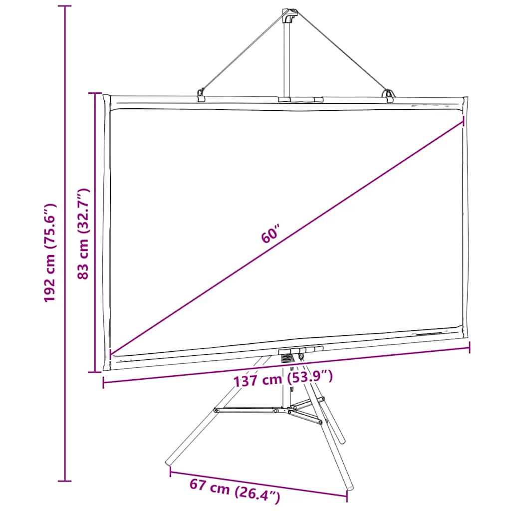 Projectiescherm met statief 60 inch 16:9