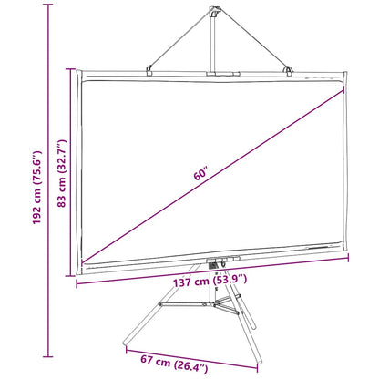 Projectiescherm met statief 60 inch 16:9