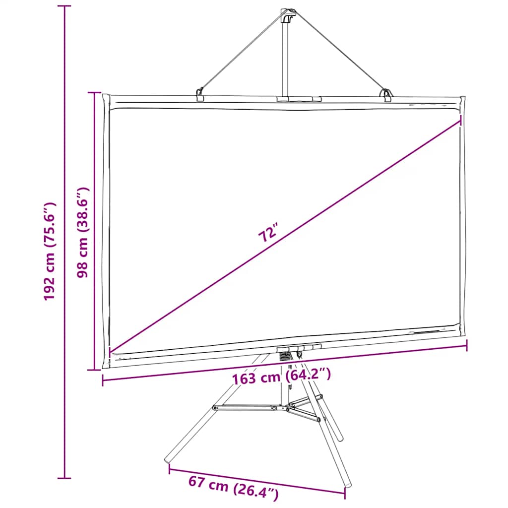 Projectiescherm met statief 72 inch 16:9