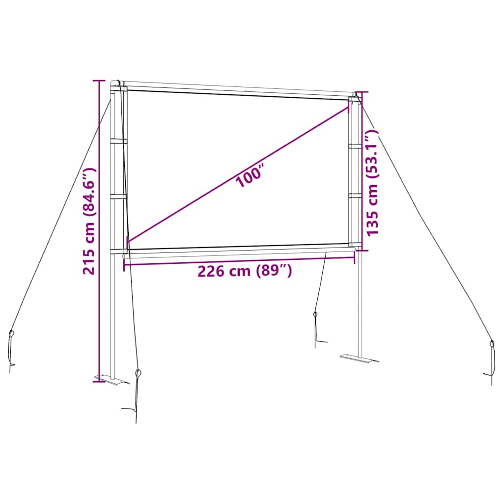 Projectiescherm met statieven 100 inch 16:9