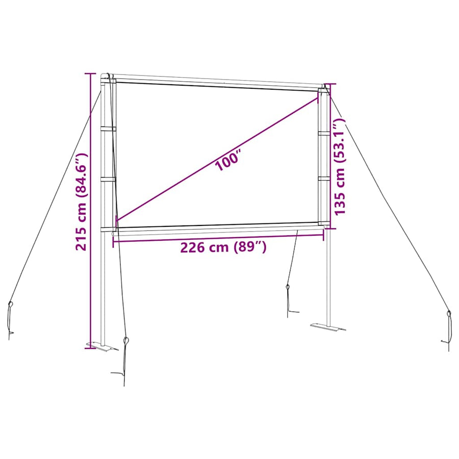 Projectiescherm met statieven 100 inch 16:9