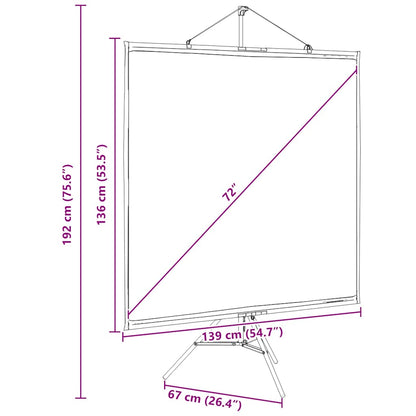 Projectiescherm met statief 72 inch 1:1