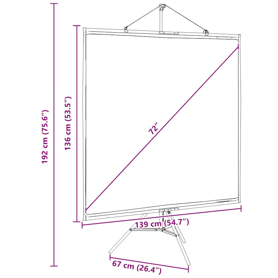 Projectiescherm met statief 72 inch 1:1