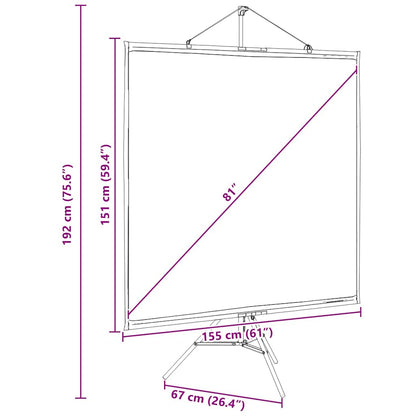Projectiescherm met statief 81 inch 1:1