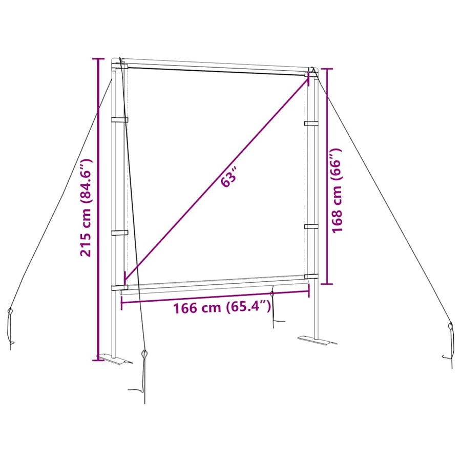 Projectiescherm met statieven 89 inch 1:1