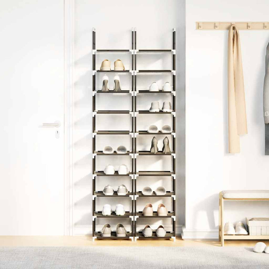Schoenenrekken 2 st 33x33x174 cm vliesvrij 10-laags zwart